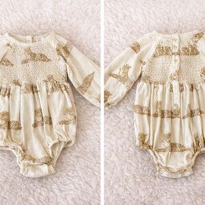Kate Quinn Baby Romper 12–18M Neutral Animal Print Long Sleeve Boutique